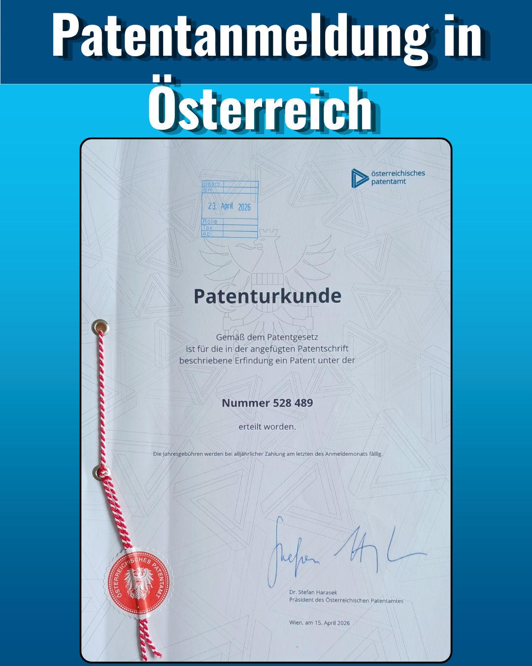 Patentanmeldung in Österreich